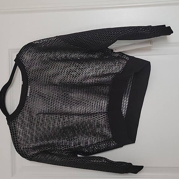 Good American Metallic Mesh Crop Top - Picture 2 of 4